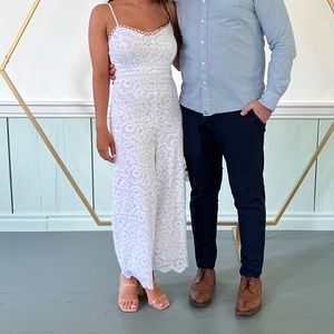 White Lace Eyelet Jumpsuit